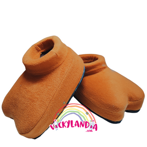 Zapatos marrones acolchados con suela antirresbalante. Ideales para disfraz de vaca, toro y personajes cabezones de granja o fantasía