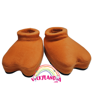 Zapatos marrones acolchados con suela antirresbalante. Ideales para disfraz de vaca, toro y personajes cabezones de granja o fantasía