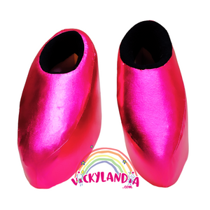 Zapatos rosa metalizados para disfraces y cosplay. Acolchados, cómodos y antirresbalantes. Perfectos para personajes cabezones