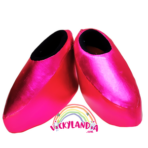Zapatos rosa metalizados para disfraces y cosplay. Acolchados, cómodos y antirresbalantes. Perfectos para personajes cabezones