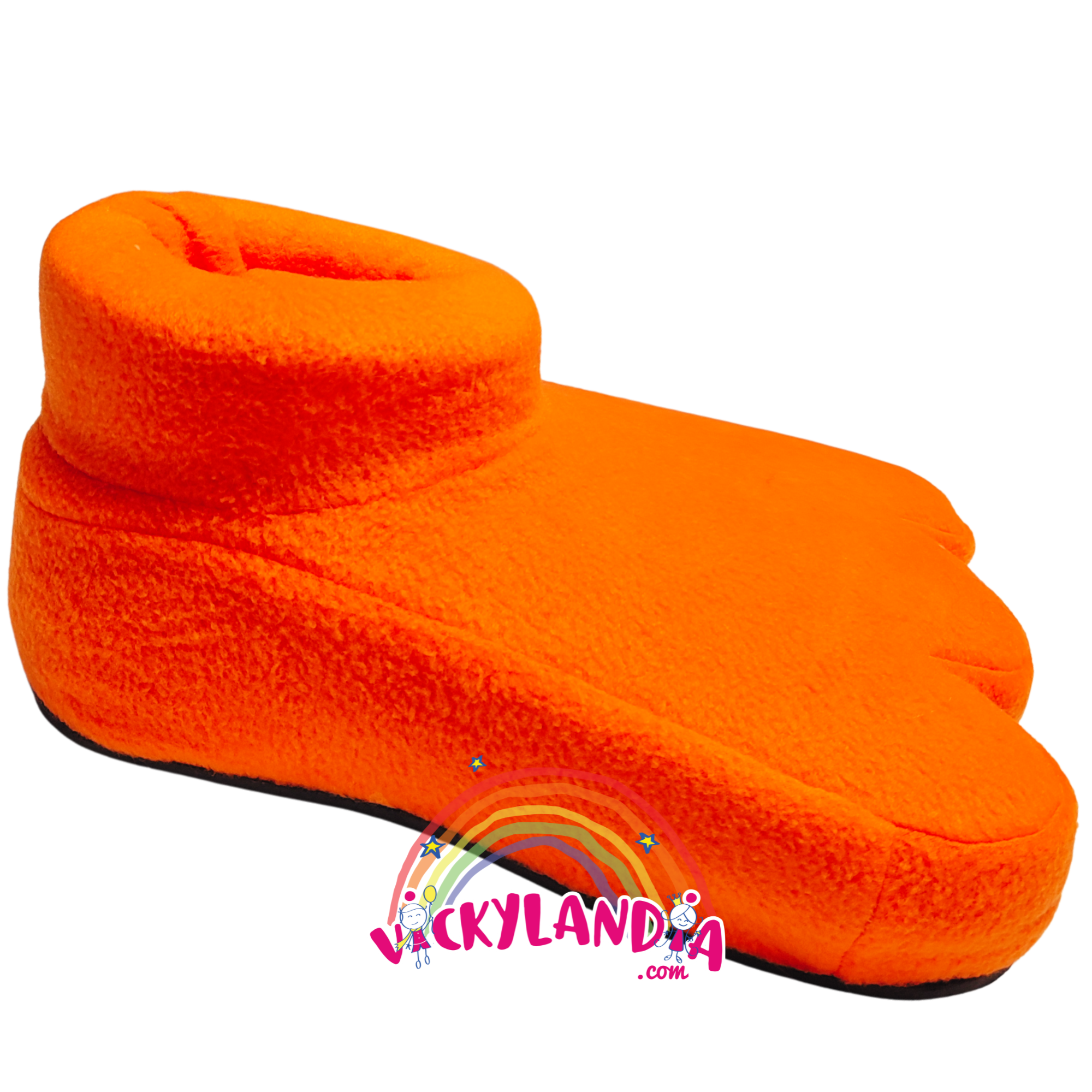 Zapatos acolchados naranja de disfraz  con suela antirresbalante, ideales para disfraces infantiles, cosplay, cabalgatas y animaciones para personaje cabezón tipo gallo, pato o cachorro animado.