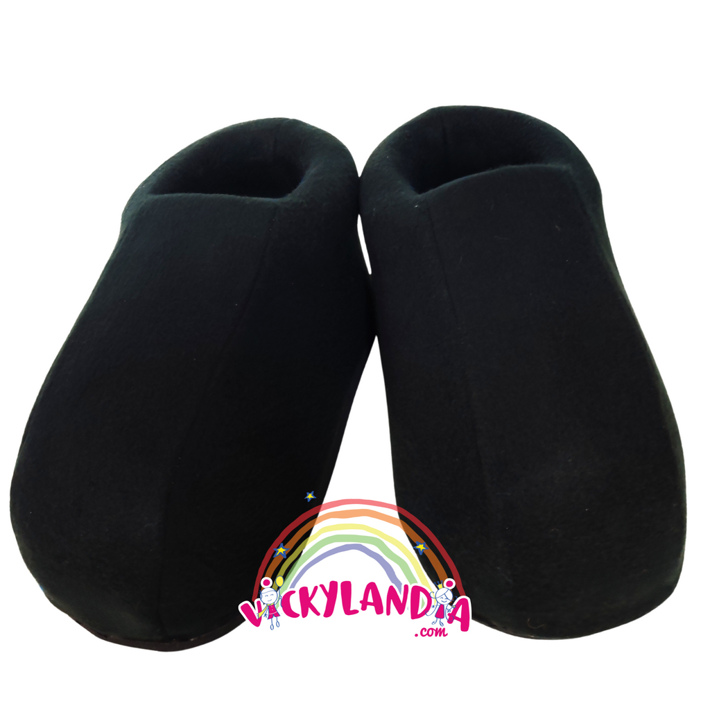 Zapatos negros acolchados de disfraz cabezón, ideales para mascotas publicitarias y personajes animados