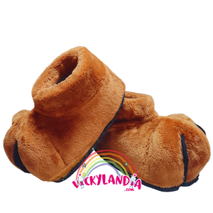 Zapatos acolchados en forma de pata de animal peludo con garras, ideales para mascotas cabezonas y disfraces de criatura animada