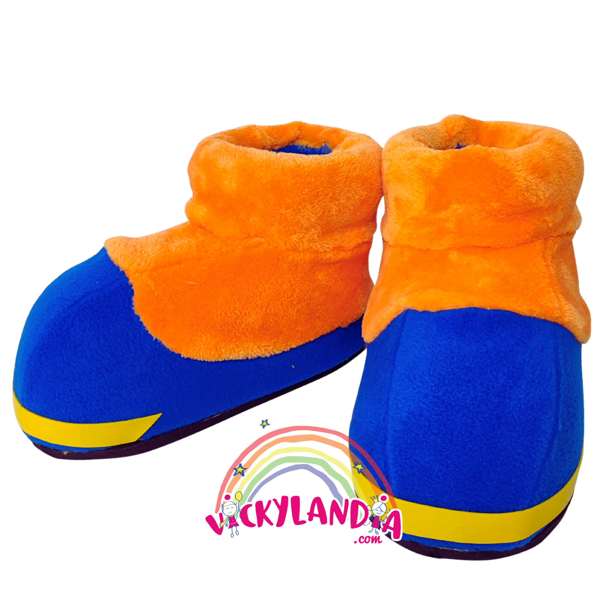 Zapatos acolchados naranja y azul con peluche, perfectos para cosplay, disfraces cabezones y mascotas animadas