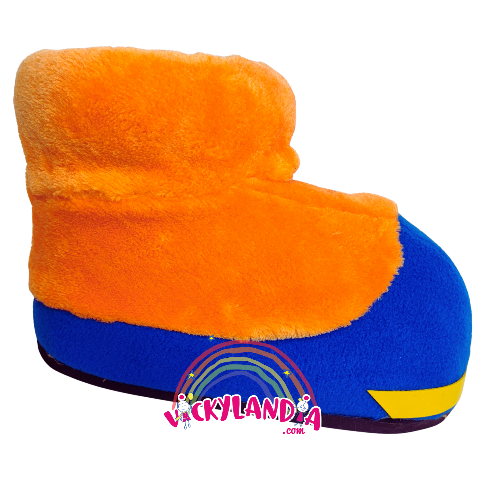 Zapatos acolchados naranja y azul con peluche, perfectos para cosplay, disfraces cabezones y mascotas animadas