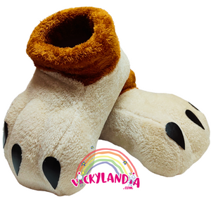 Zarpas afelpadas con garras, perfectas para disfraces cabezones de animales o mascotas publicitarias. Cómodas y antirresbalantes