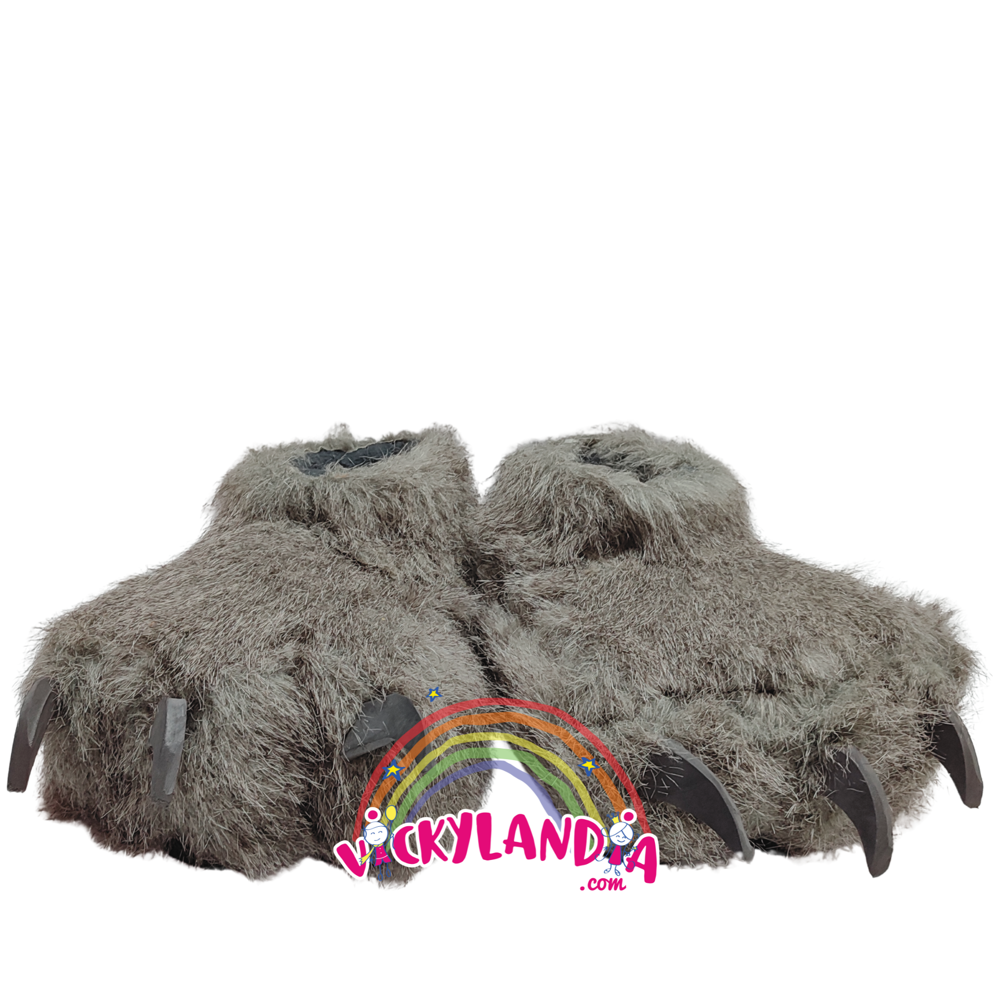Zapatos gris peludos con garras, acolchados y antirresbalantes. Perfectos para cosplay, disfraces monstruosos y personajes cabezones