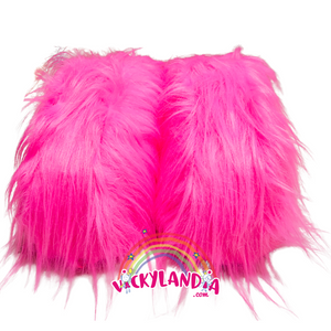 Zapatos rosa peludos de felpa larga con diseño acolchado, ideales para cosplay y personajes cabezones