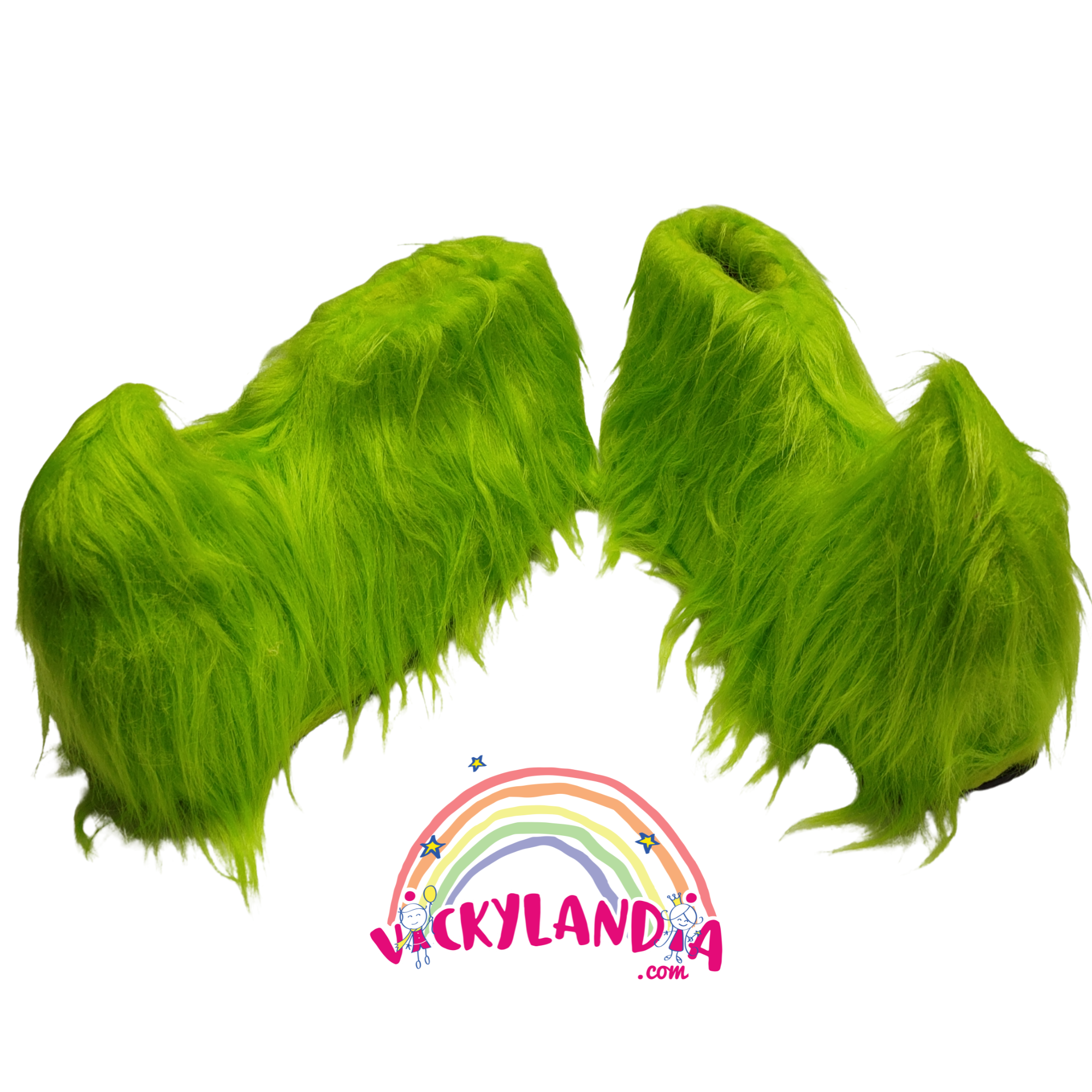 Zapatos peludos verdes acolchados tipo Grinch, perfectos para disfraces navideños y personajes cabezones