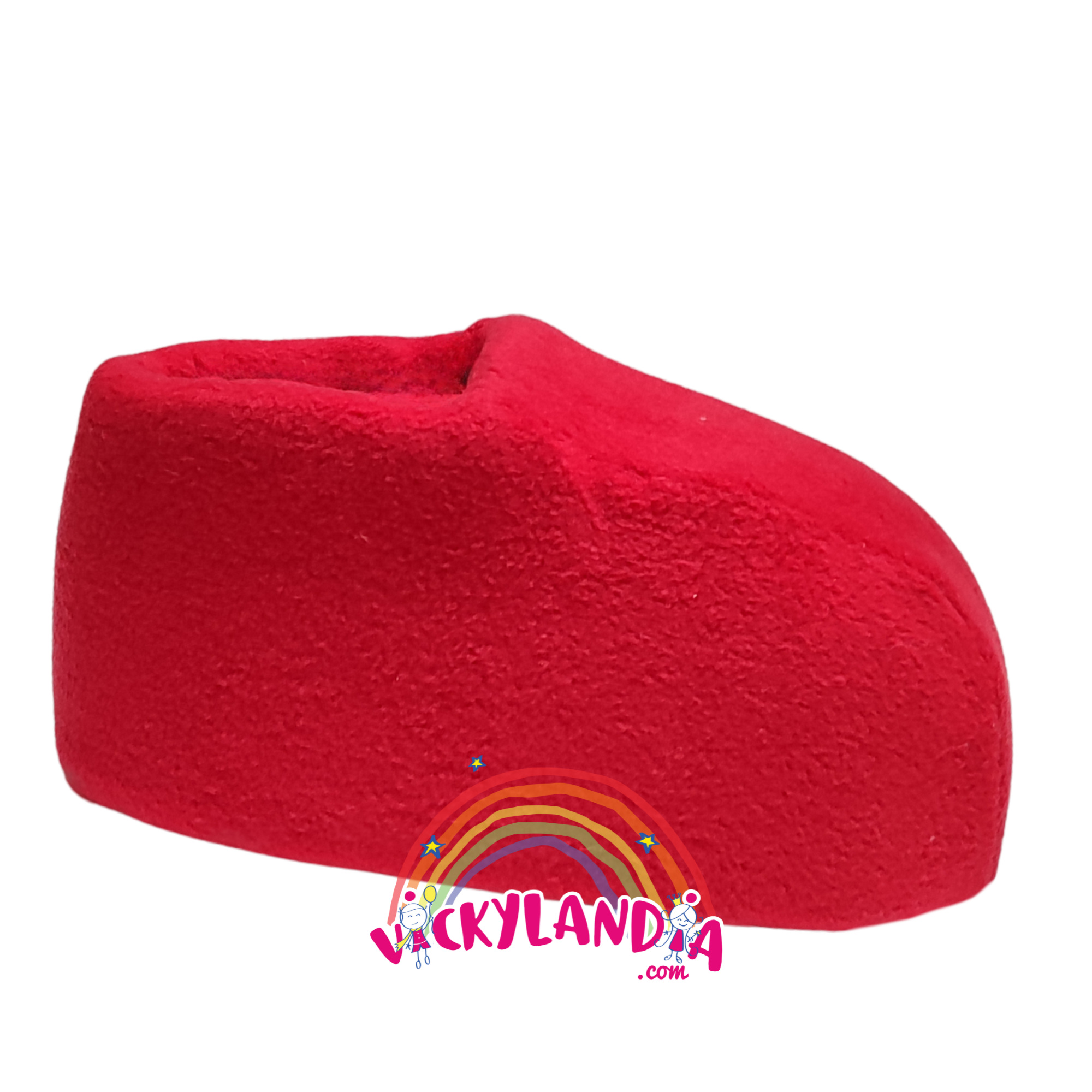 Zapatos rojos acolchados con diseño infantil, ideales para personajes cabezones y mascotas animadas