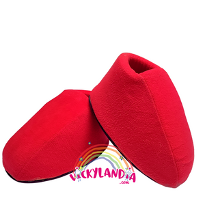 Zapatos rojos acolchados con diseño infantil, ideales para personajes cabezones y mascotas animadas