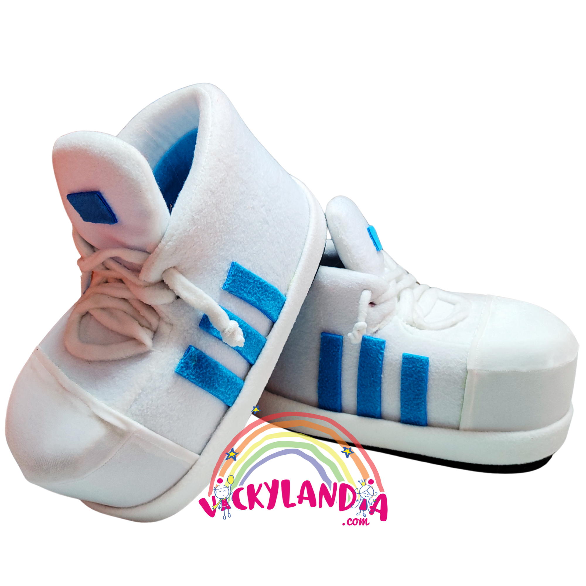 Zapatillas blancas acolchadas con suela antirresbalante, perfectas para disfraces cabezones, cosplay urbano y animaciones infantiles