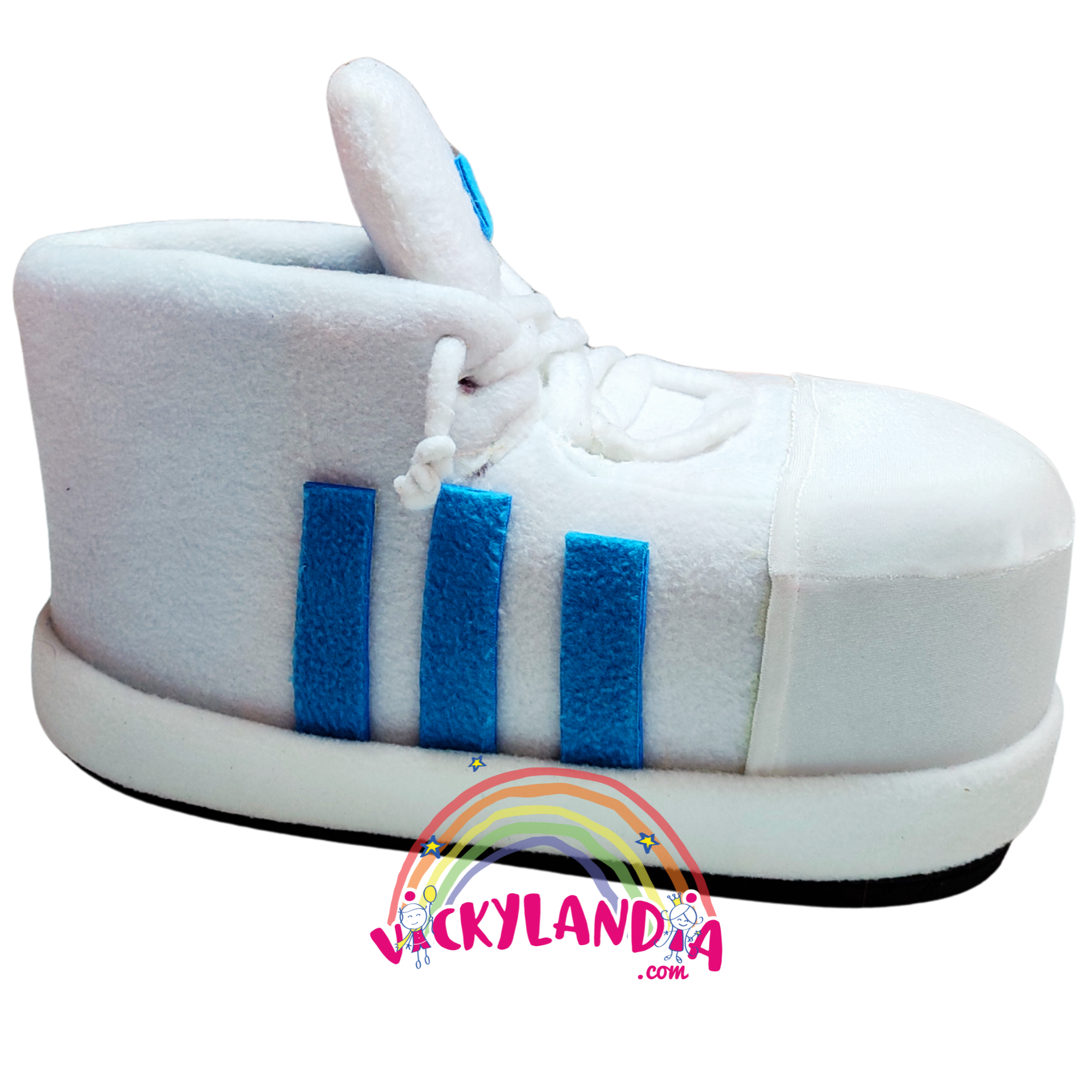 Zapatillas blancas acolchadas con suela antirresbalante, perfectas para disfraces cabezones, cosplay urbano y animaciones infantiles