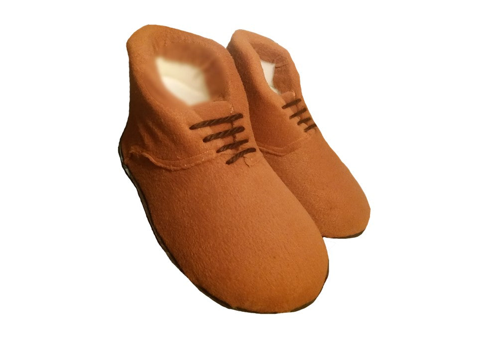 Zapato marron cuerdas botines disfraz cabezon mascota publicitaria peludo vickylandia