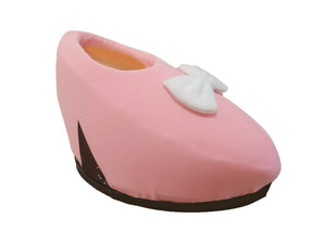 Zapato rosa tacones peluche disfraz cabezon mascota publicitaria peludo vickylandia