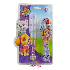 Pack Patrulla Canina Skye y Everest set collar y cepillo Paw Patrol verano Vickylandia