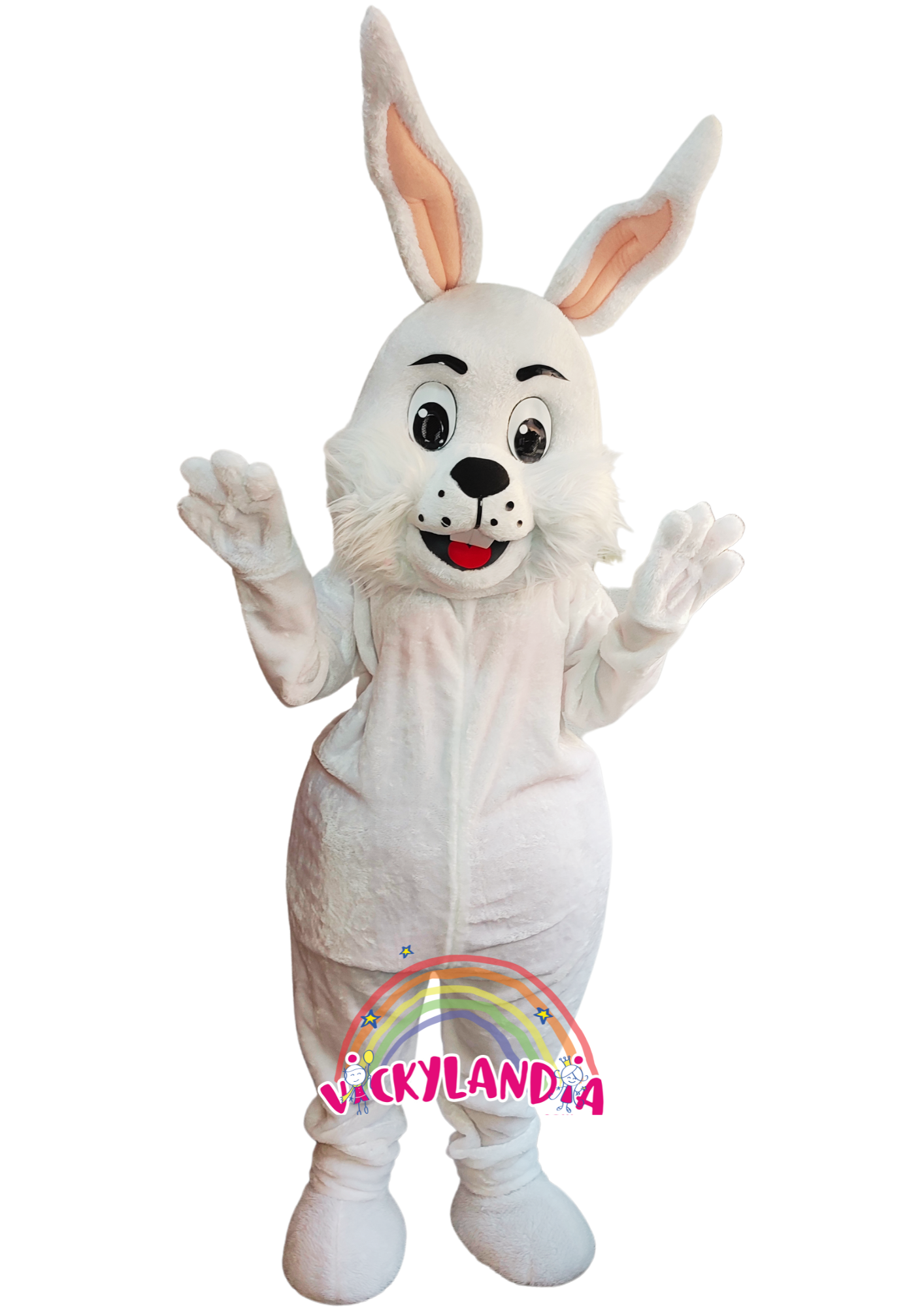 Descubre la magia de nuestro muñeco publicitario de Conejo Blanco en Vickylandia. Son disfraces cabezones perfectos para fiestas infantiles, shows, cumpleaños, estrategias publicitarias, espectáculos, cabalgatas y cualquier tipo de evento.