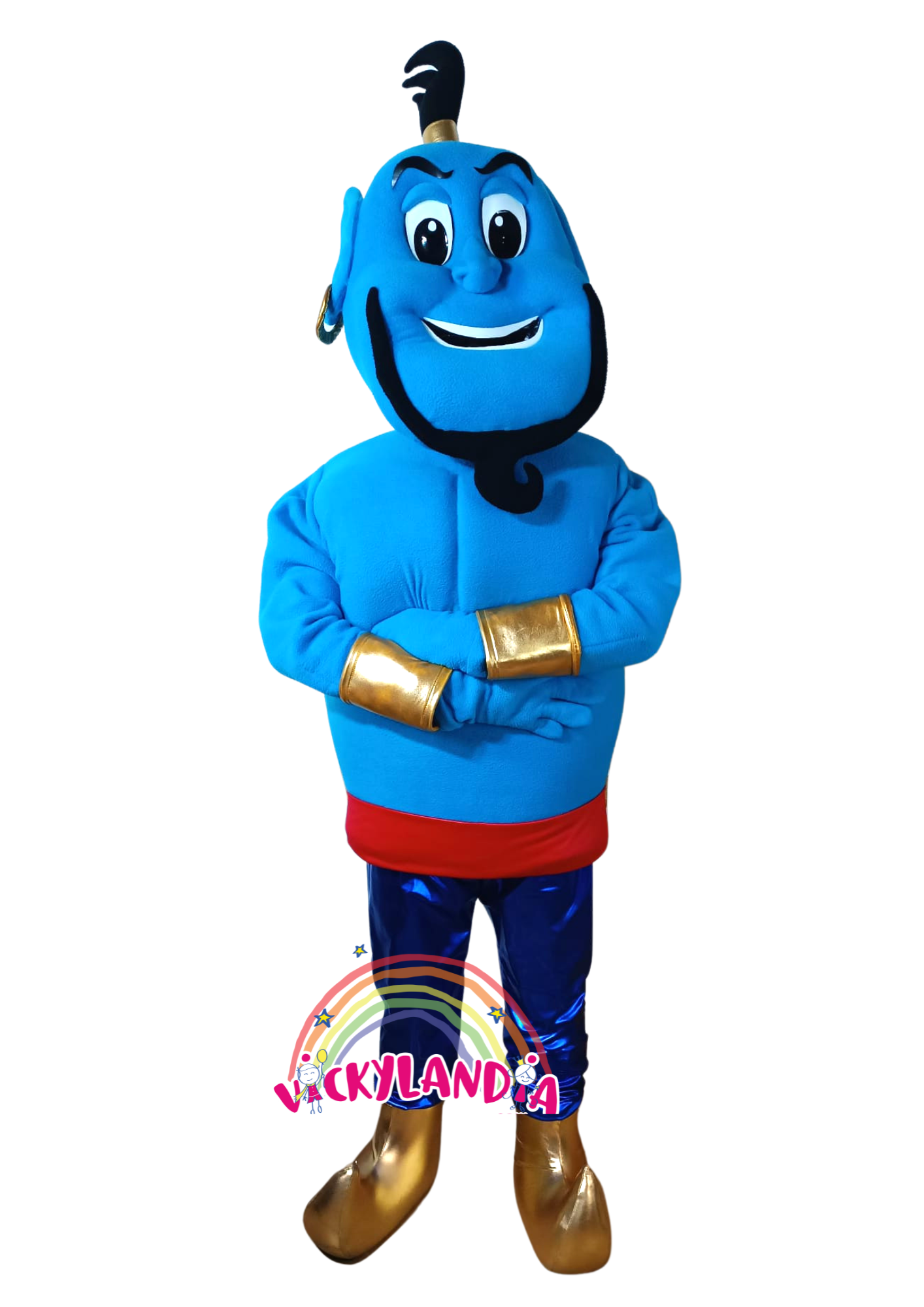 Descubre la magia de nuestro muñeco publicitario de Genio Azul en Vickylandia. Son disfraces cabezones perfectos para fiestas infantiles, shows, cumpleaños, estrategias publicitarias, espectáculos, cabalgatas y cualquier tipo de evento.