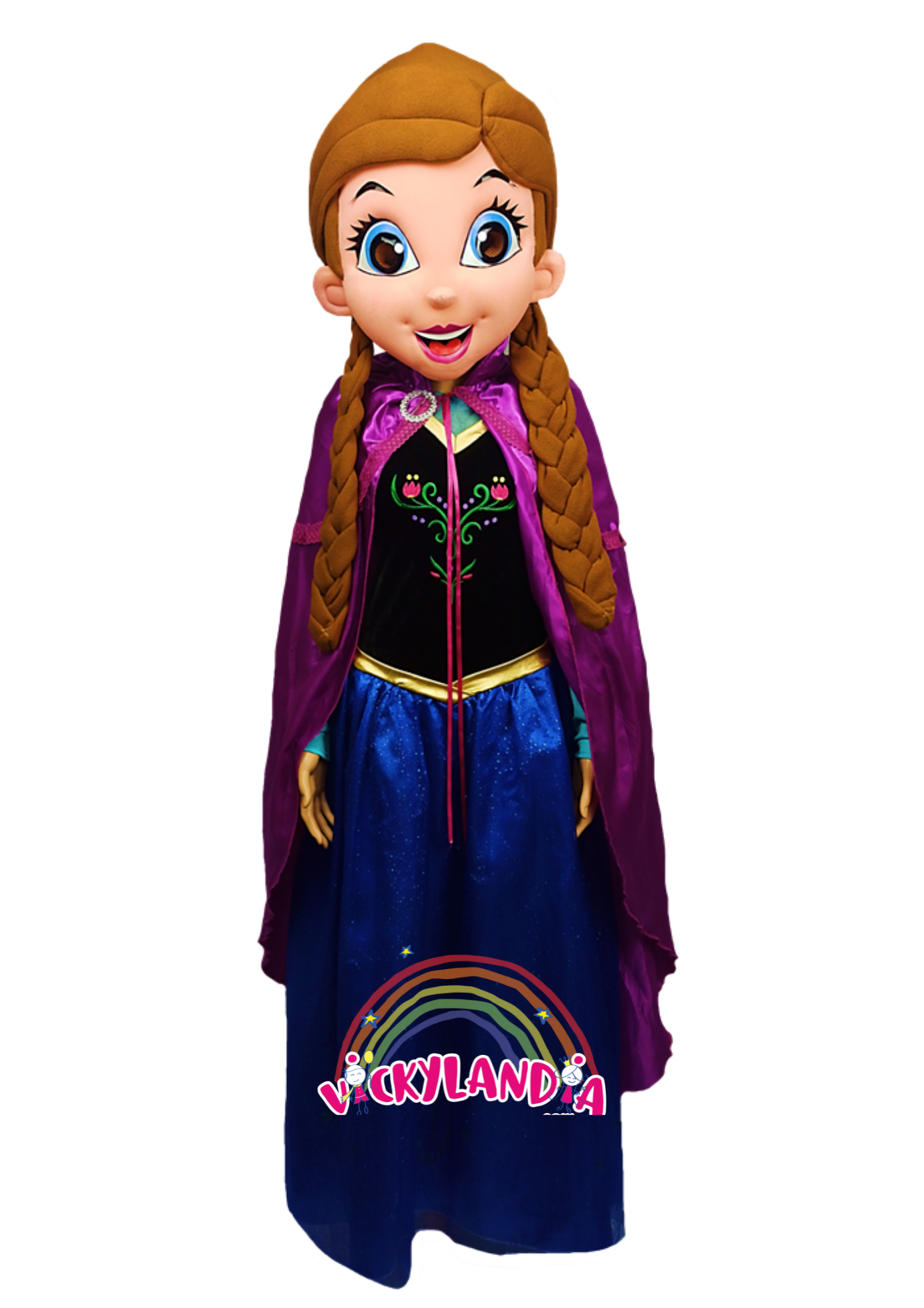 Descubre la magia de nuestro muñeco publicitario de Princesa Hermana del Hielo en Vickylandia. Son disfraces cabezones perfectos para fiestas infantiles, shows, cumpleaños, estrategias publicitarias, espectáculos, cabalgatas y cualquier tipo de evento.