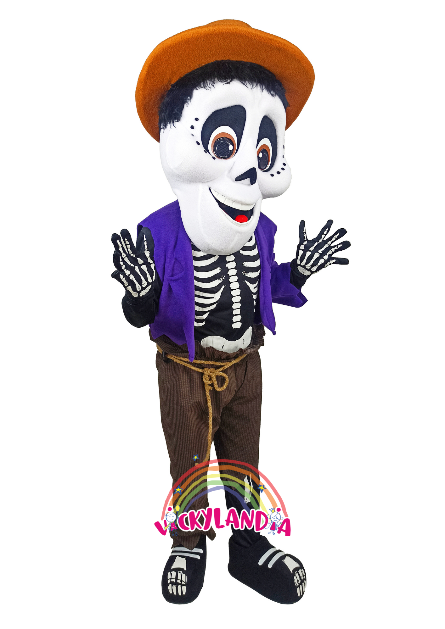 hombre esqueleto hallowen disfraz muñeco cabezon cabezudo botarga mascota publicitaria Peluches personalizados Merchandising corporativos  personalizados fabricante vickylandia
