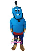 Cargar imagen en el visor de la galería, hombre azul disfraz muñeco cabezon cabezudo botarga mascota publicitaria merchandising corporativos personalizados fabricante vickylandia
