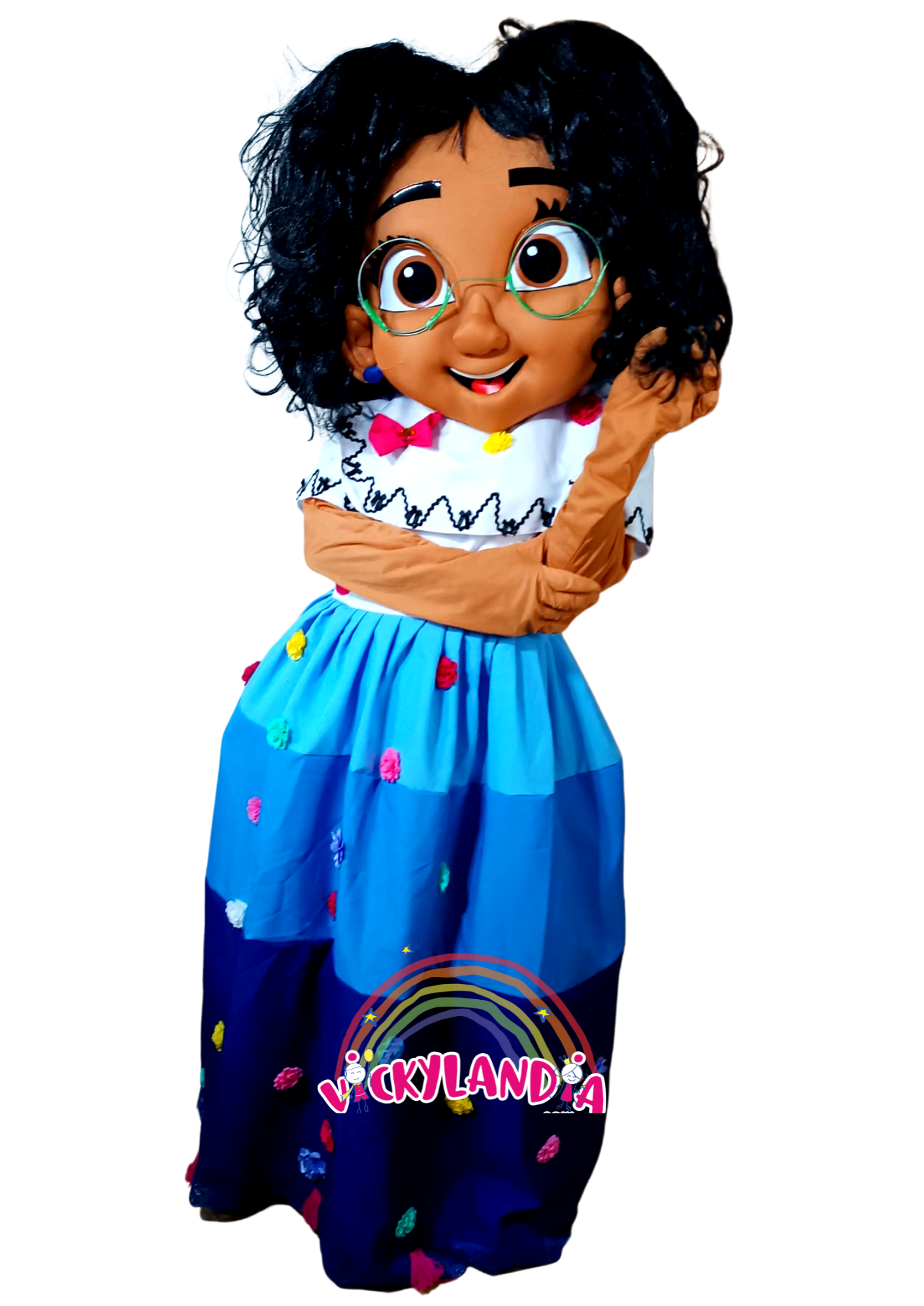 Descubre la magia de nuestro muñeco publicitario de Chica Curiosa en Vickylandia. Son disfraces cabezones perfectos para fiestas infantiles, shows, cumpleaños, estrategias publicitarias, espectáculos, cabalgatas y cualquier tipo de evento.