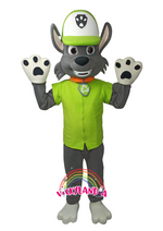 Cargar imagen en el visor de la galería, perro camisa verde disfraz cabezon mascota publicitaria vickylandia
