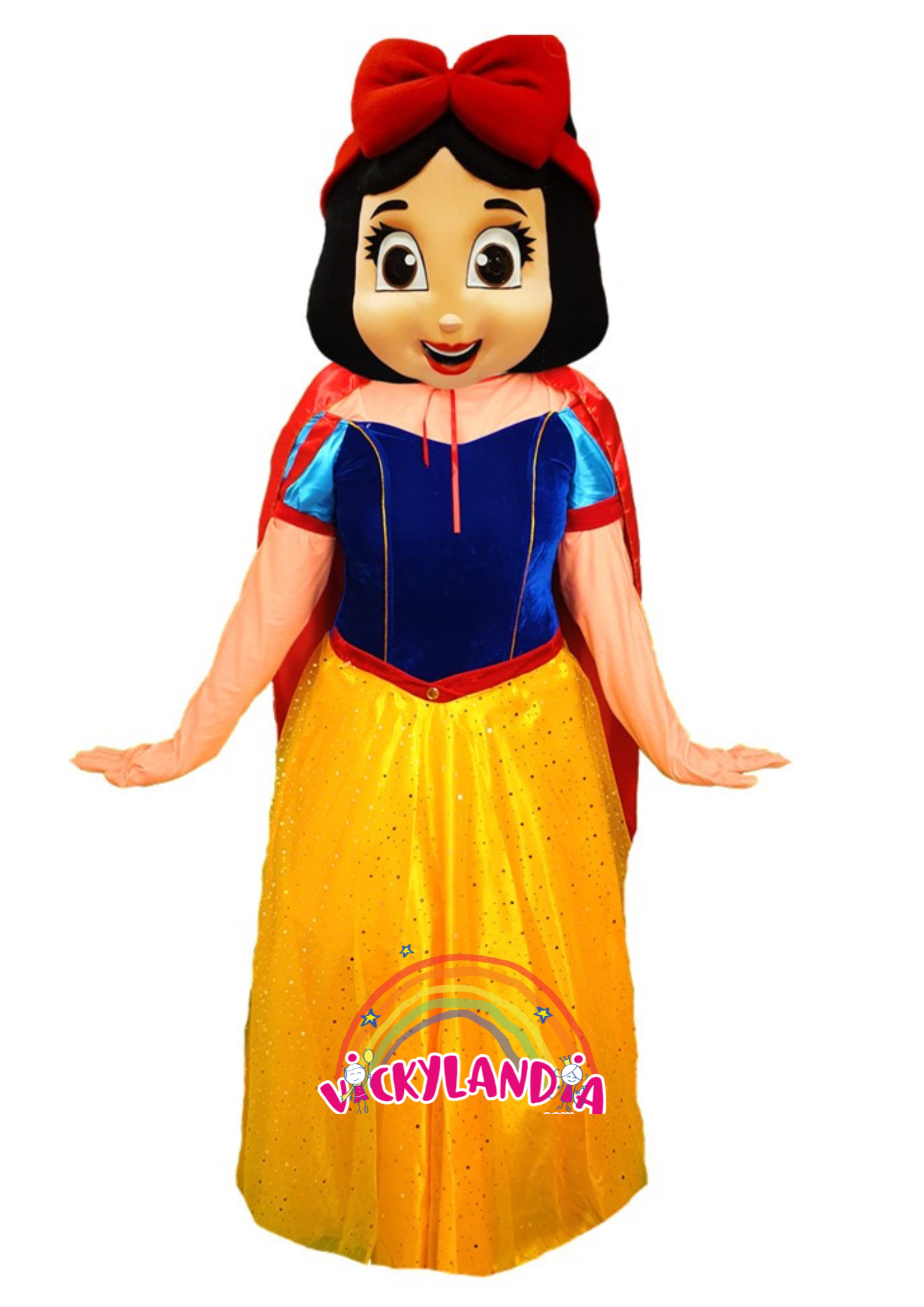 Descubre la magia de nuestro muñeco publicitario de Princesa Encantada en Vickylandia. Son disfraces cabezones perfectos para fiestas infantiles, shows, cumpleaños, estrategias publicitarias, espectáculos, cabalgatas y cualquier tipo de evento.