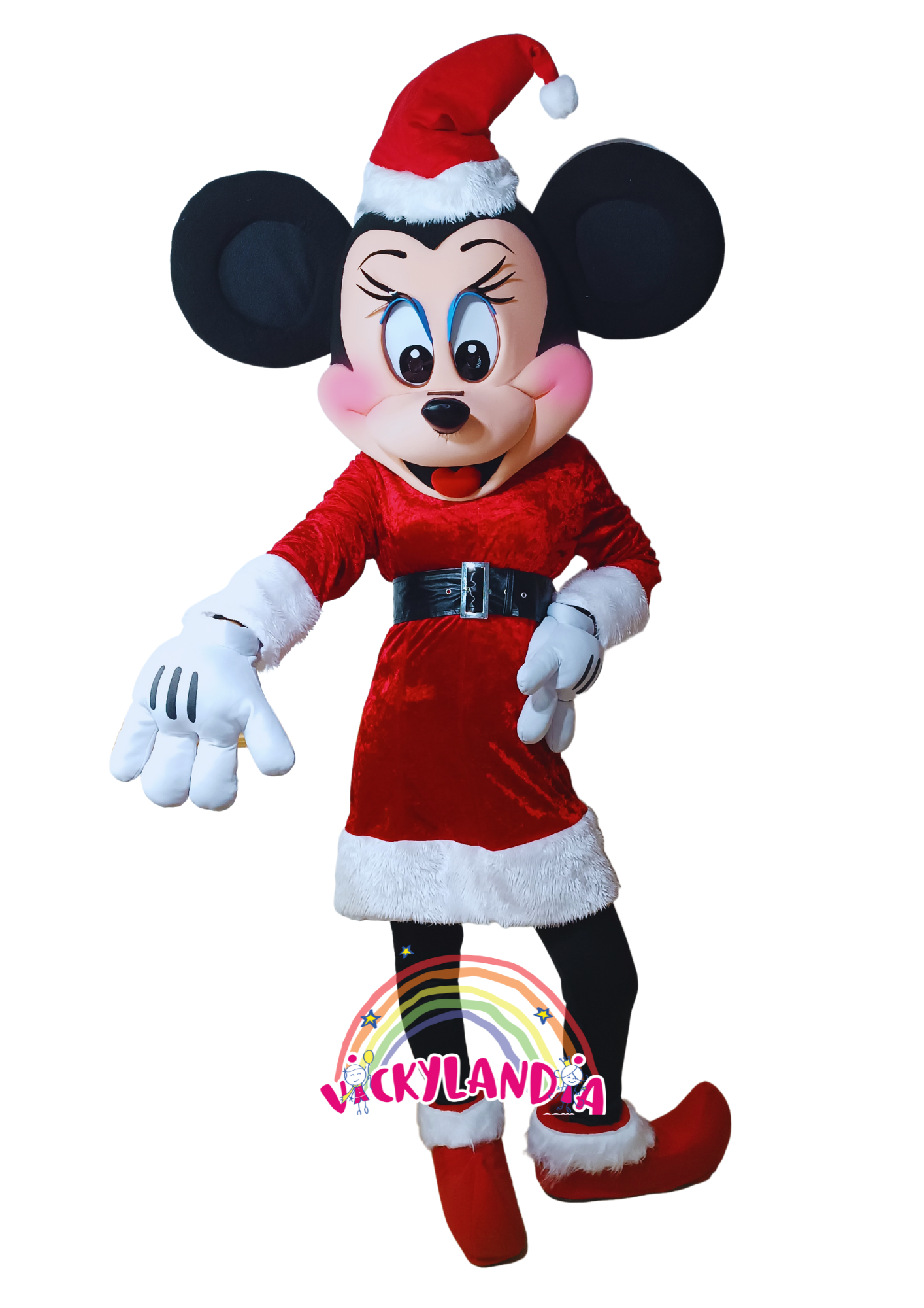 Disfraz cabezón de ratoncita navideña mascota publicitaria vickylandia