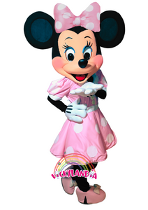 Disfraz cabezón de ratona presumida mascota publicitaria cabezudo Vickylandia