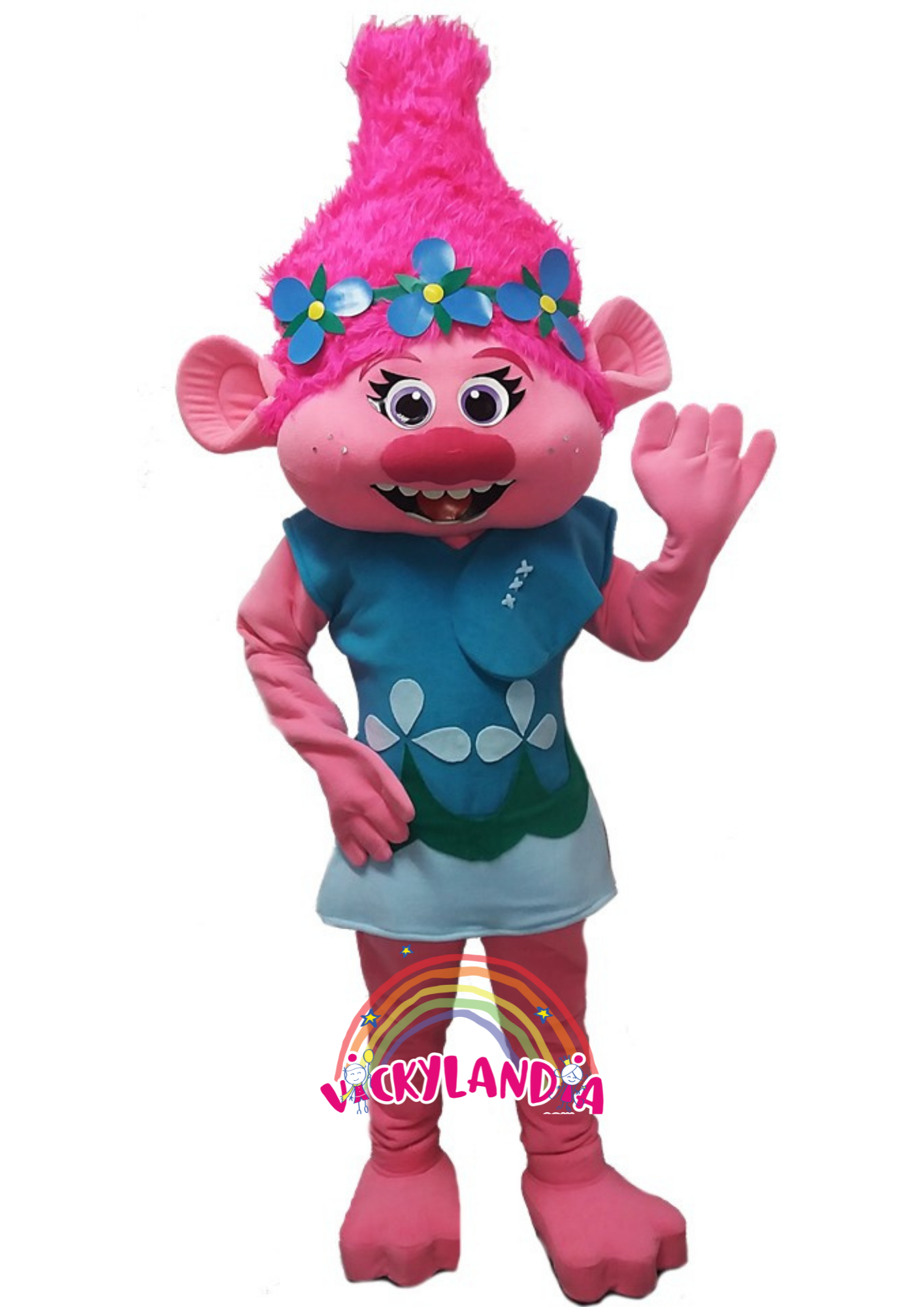 troll rosa disfraz muñeco cabezon cabezudo botarga mascota publicitaria Peluches personalizados Merchandising corporativos  personalizados fabricante vickylandia